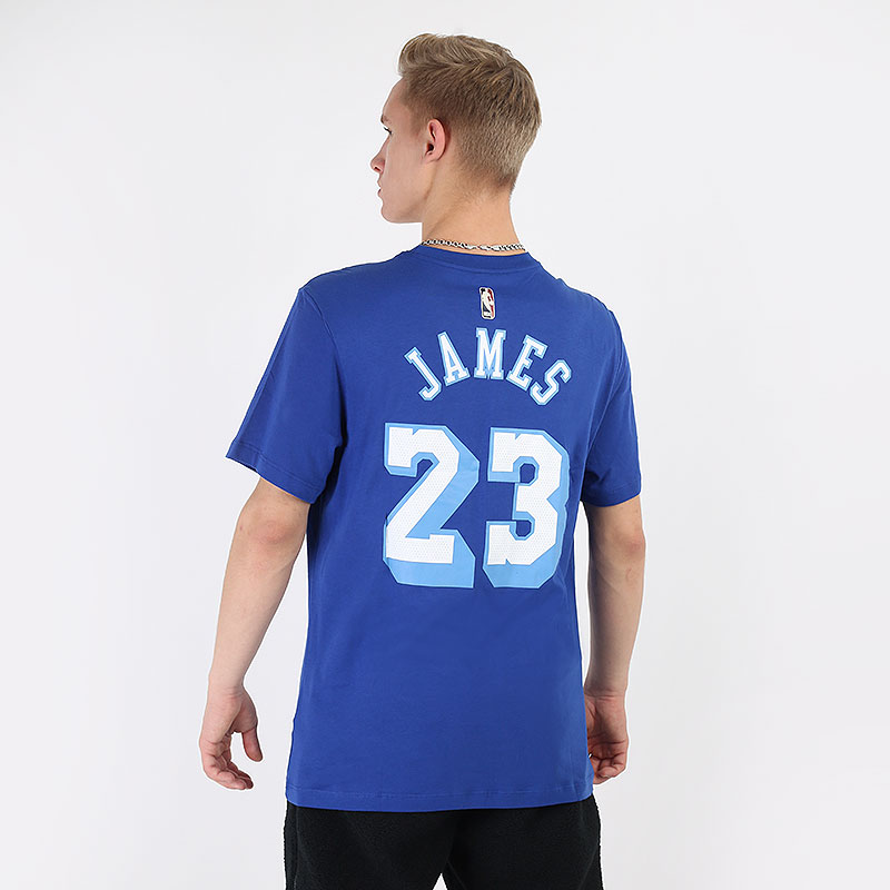 мужская синяя футболка Nike NBA LeBron James Los Angeles Lakers Classic Edition T-Shirt CT9914-495 - цена, описание, фото 3
